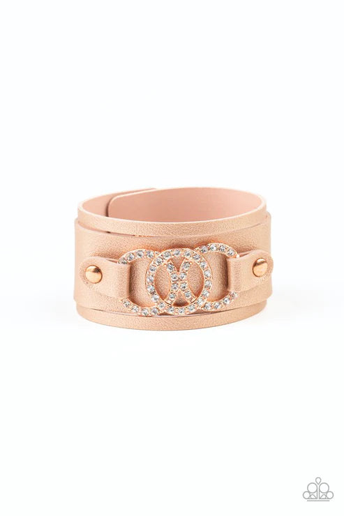 Couture Influencer - Copper Studded Encrusted Ring Leather Bracelet B#3220
