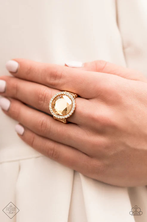 Crown Culture - Oversized Gold/Champagne Heirloom-esque Encrusted Ring R#6120