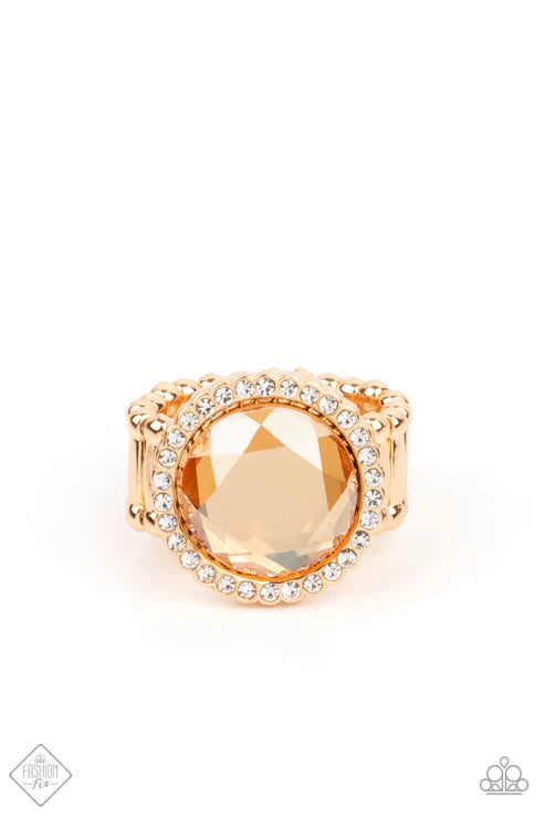 Crown Culture - Oversized Gold/Champagne Heirloom-esque Encrusted Ring R#6120