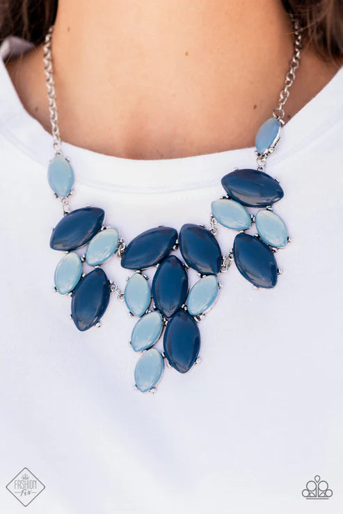 2-Piece Dewy Navy Blue Spring Lake Opals Swirl Filigree Asymmetrical Set SET#6633