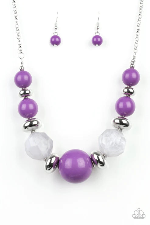 Daytime Drama - Oversized Purple/Silver Cloudy Accent Necklace N#4510