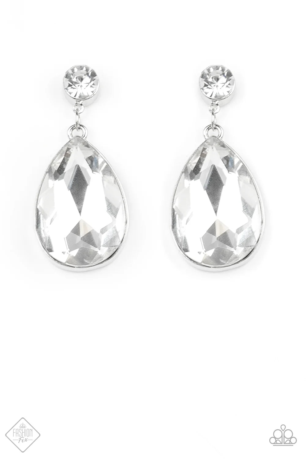 2-Piece Oversized White Nestled Encrusted Teardrop Set SET#7121