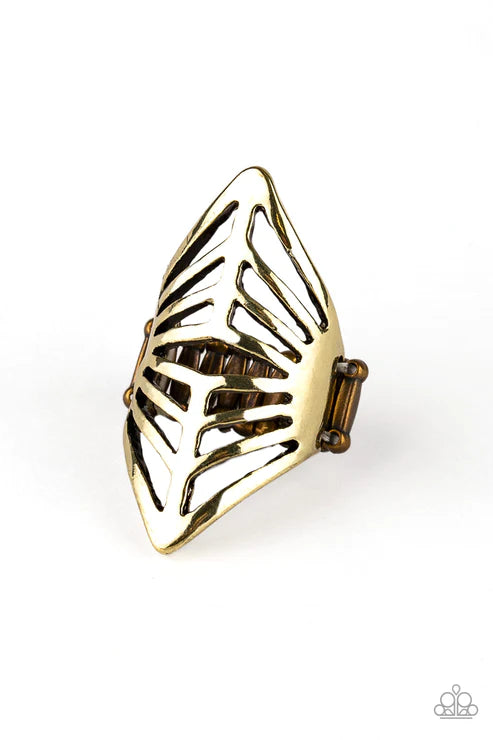 Deco Defender - Oversized Brass Bar Arc Ring R#5867