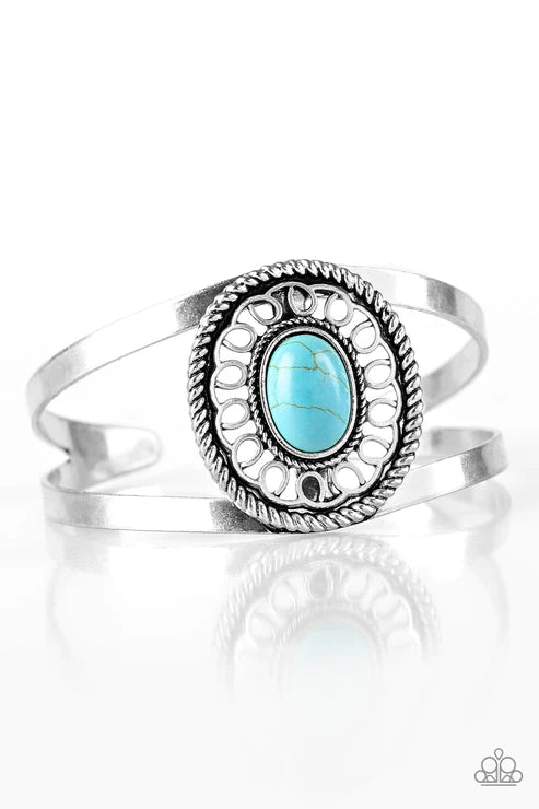 Deep In The TUMBLEWEEDS - Blue Airy Stone Cuff Bracelet B#5813