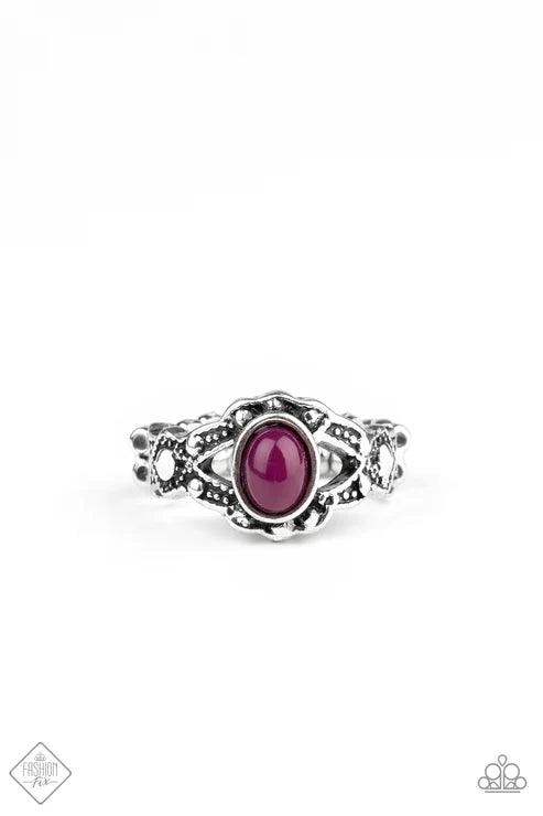 Definitely DOT! - Plum Purple Dotted Studded Textured Ring R#928