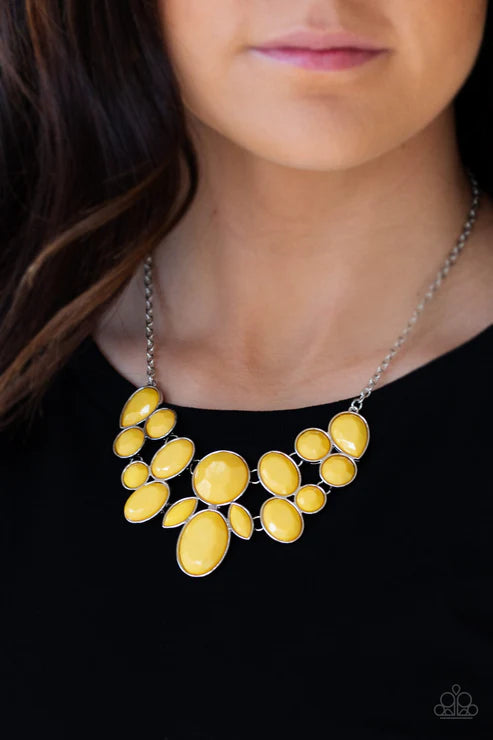 Demi-Diva - Yellow Faceted Round/Teardrop/Oval Aspen Gold Necklace N#2768