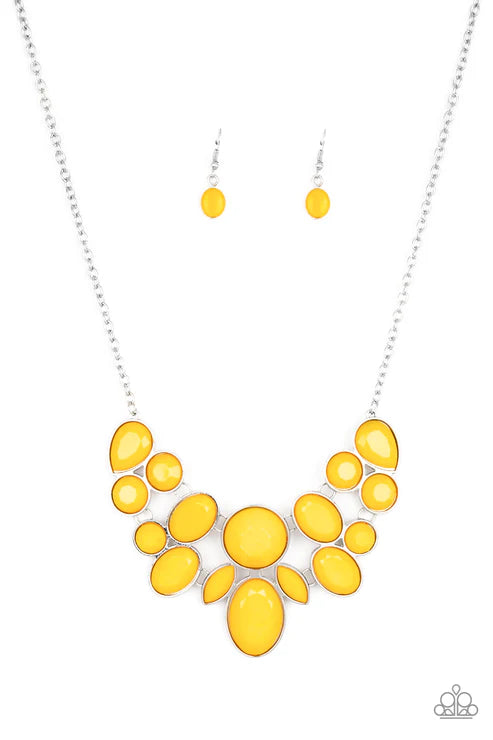 Demi-Diva - Yellow Faceted Round/Teardrop/Oval Aspen Gold Necklace N#2768
