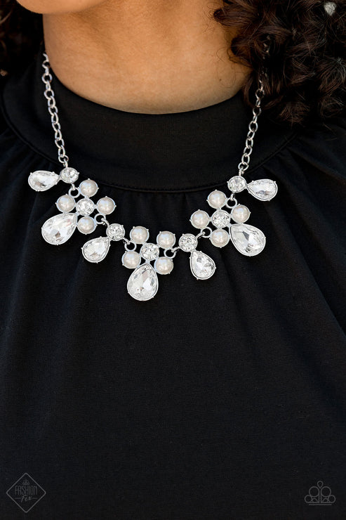 2-Piece Oversized White Pearl Round/Teardrop Cluster Encrusted Fan Set SET#6850