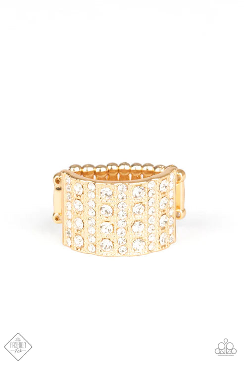 Diamond Drama - Oversized Gold Vertical Encrusted Stacked Ring R#5325