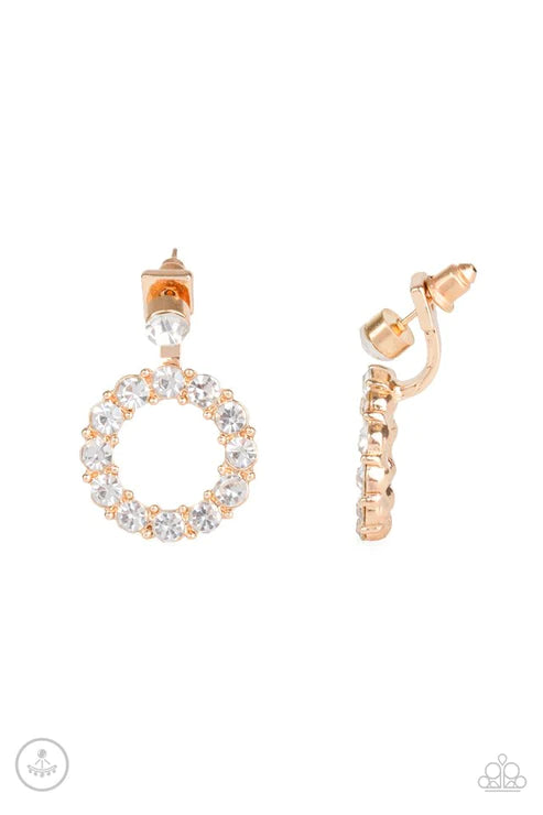 Diamond Halo - Gold Double-Sided Encrusted Hoop Earrings E#4095