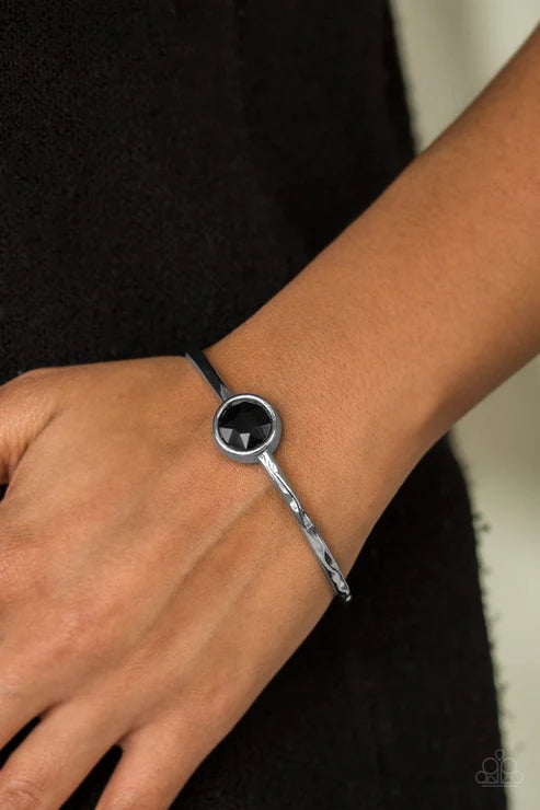 Diamonds For Breakfast - Black Faceted Bangle Bracelet B#5919