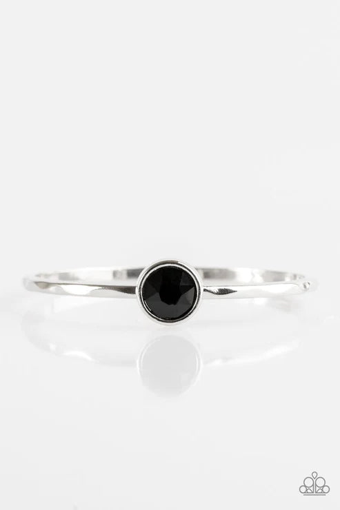 Diamonds For Breakfast - Black Faceted Bangle Bracelet B#5919