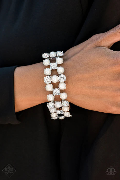 2-Piece Oversized White Pearl Round/Teardrop Cluster Encrusted Fan Set SET#6850
