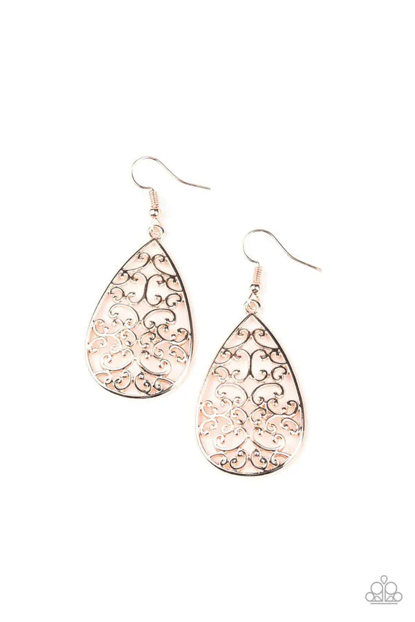 Divine Vine - Rose Gold Vine Filigree Teardrop Earrings E#6968