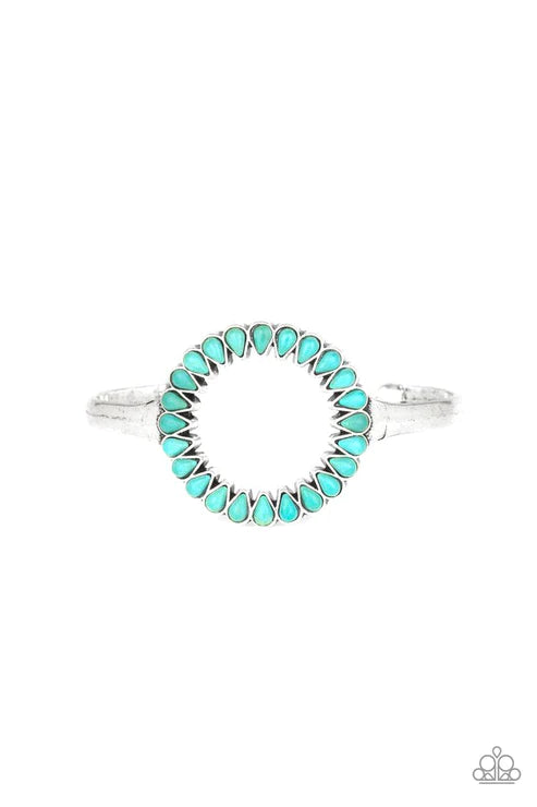 Divinely Desert - Blue Chiseled Tranquil Spin Teardrop Stone Cuff Bracelet B#5810