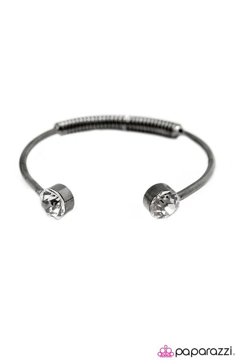 Downtown Style - Black/Gunmetal Tight/Adjustable Bangle Cuff Bracelet B#6611