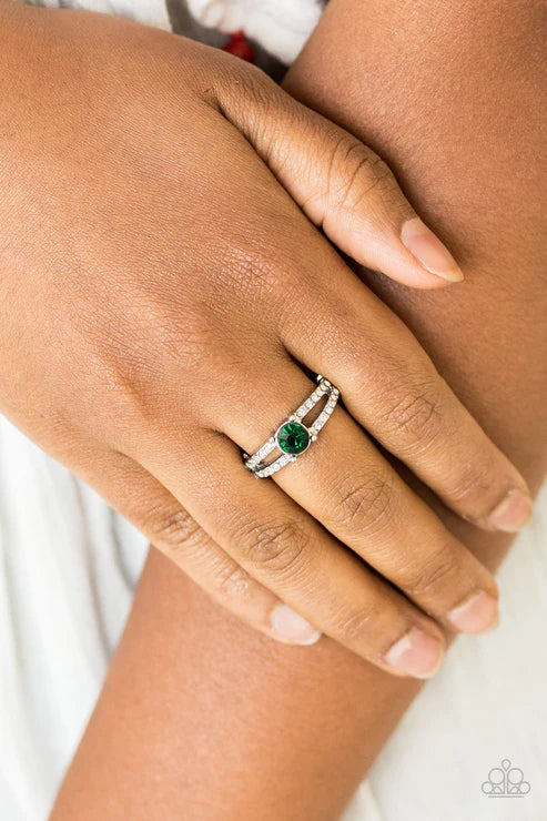 Dream Sparkle - Green Airy Duo Encrusted Ring R#5040