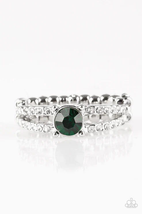 Dream Sparkle - Green Airy Duo Encrusted Ring R#5040