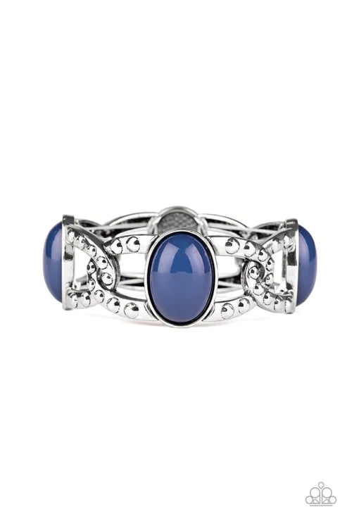 Dreamy Gleam - Oversized Blue Dotted/Studded Interwoven Tactile Texture Bracelet B#4717
