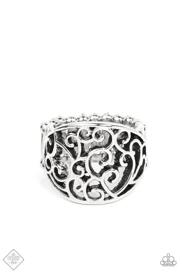Dreamy Date Night - Silver Oval Saturated Wild Swirl Filigree Ring R#6988