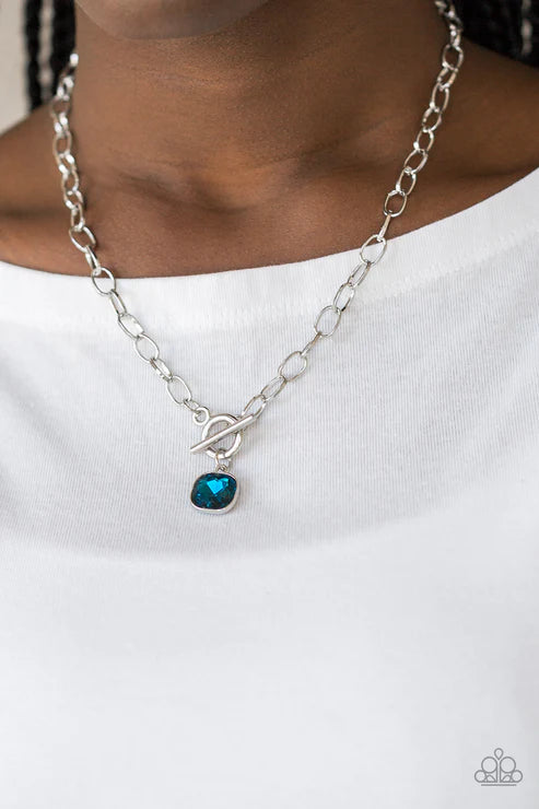 Dynamite Dazzle - Blue Dramatic Tiffany Clasp Necklace N#3193