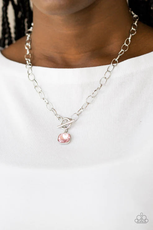Dynamite Dazzle - Pink Dramatic Tiffany Clasp Necklace N#5120