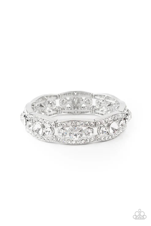 Easy On The ICE - Oversized White Trio Encrusted Flanked Bracelet B#3496
