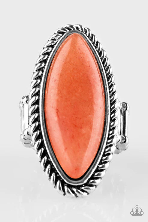 Eco Ego - Oversized Orange Dramatic Chiseled Marquise Stone Ring R#3357