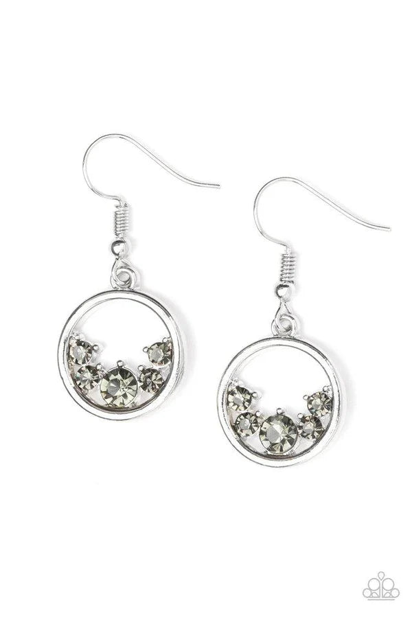 Effortlessly Effervescent - Bubbly Silver Smoky Hoop Earrings E#6845