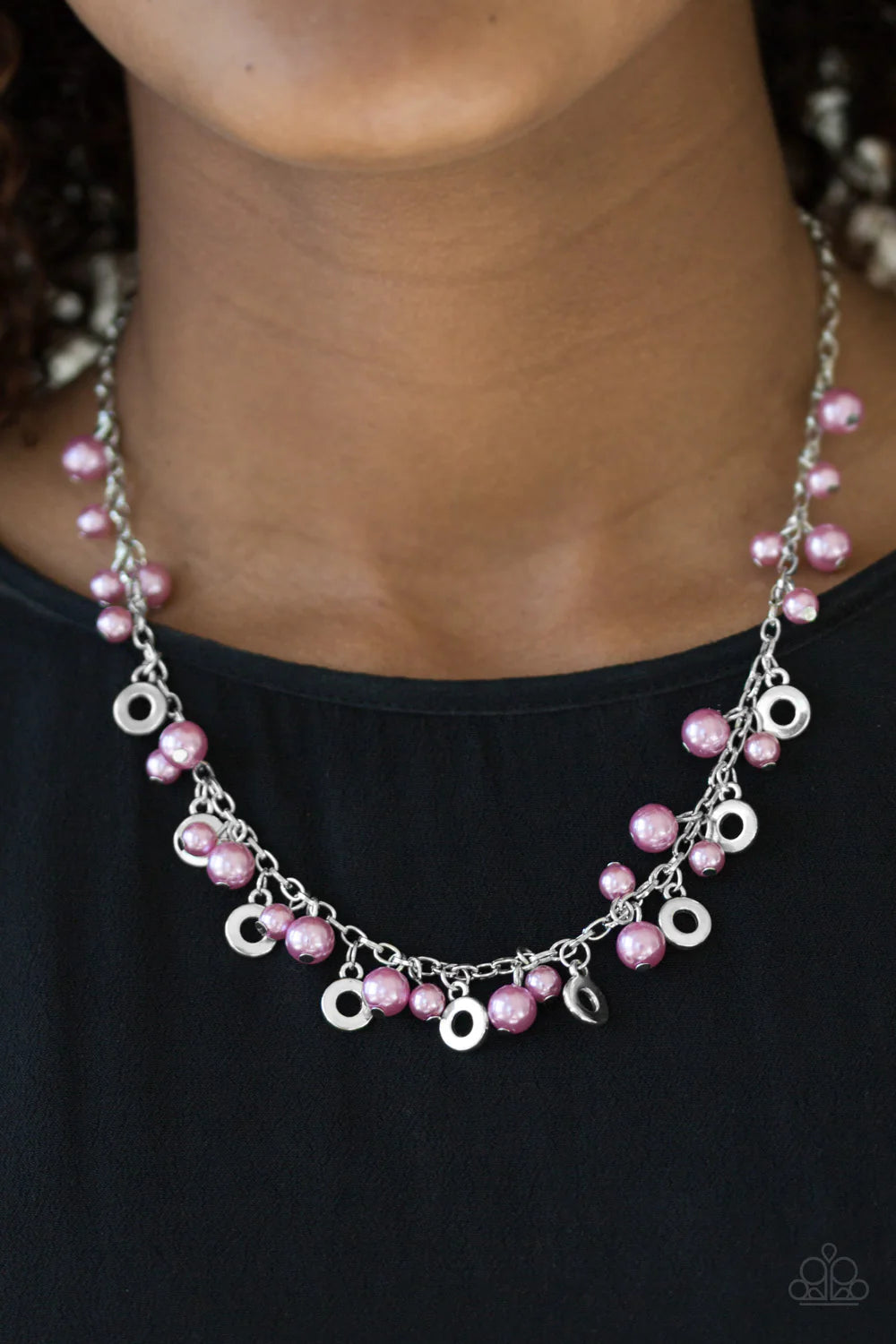 Elegant Ensemble - Purple Purple Disc Accent Fringe Necklace N#7169