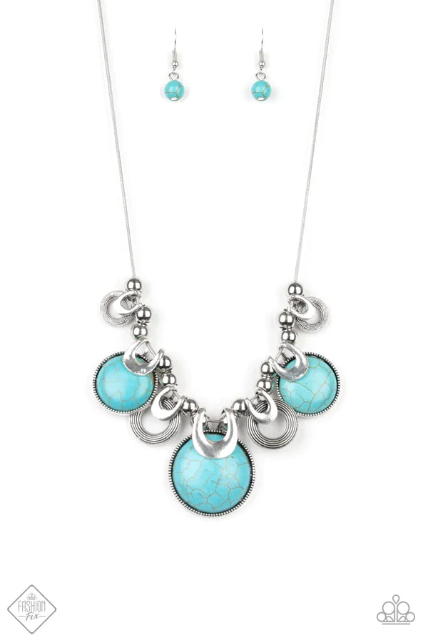 3-Piece Oversized Blue Abstract Stone Crescent Hoop Set SET#6888