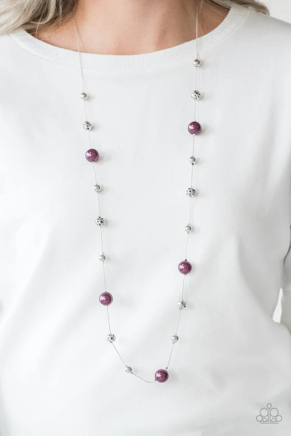 Eloquently Eloquent - Purple Infused Pearl Hammered Accent Necklace N#7038