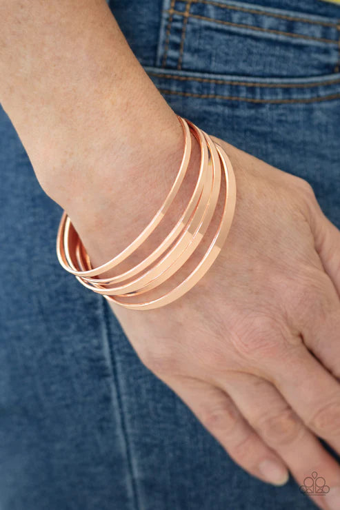 Ensnared - Copper Flat Bangles Bracelet Stack B#3868