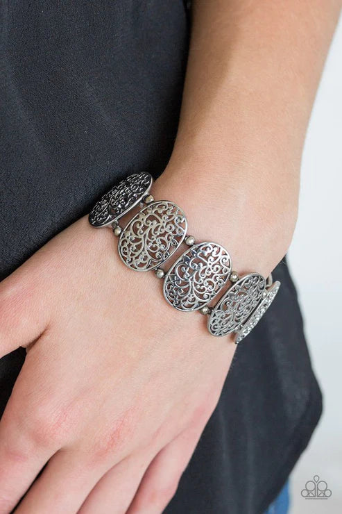 Everyday Elegance - Gunmetal High-Sheen Vine Filigree Bracelet B#4131
