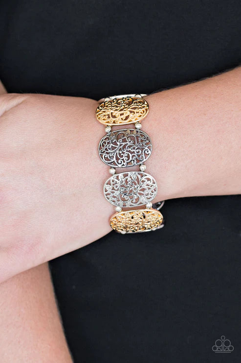 Everyday Elegance - Multi (Gold/Silver/Gunmetal) High-Sheen Vine Filigree Bracelet B#4666