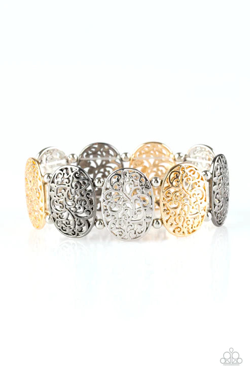 Everyday Elegance - Multi (Gold/Silver/Gunmetal) High-Sheen Vine Filigree Bracelet B#4666