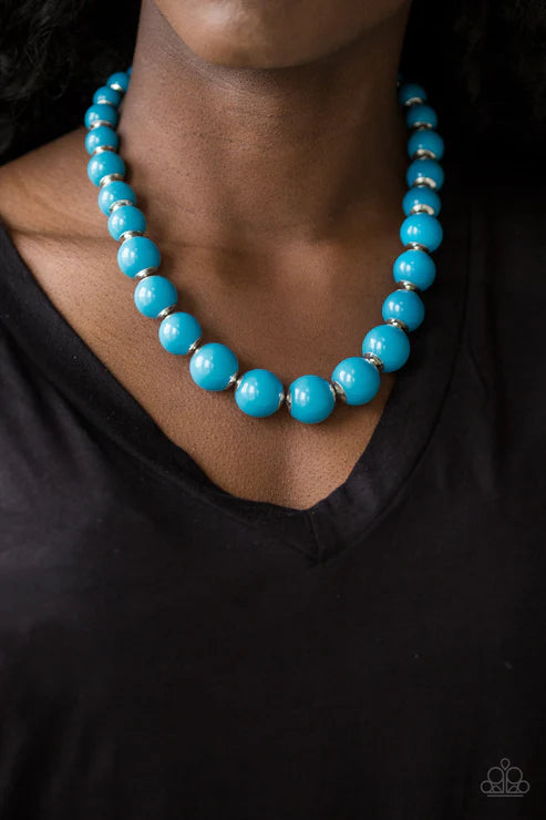 Everyday Eye Candy - Oversized Blue Metallic Cascade Accent Necklace N#5856