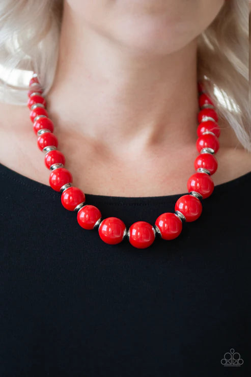 Everyday Eye Candy - Oversized Red (Fiery) Metallic Cascade Accent Necklace N#7406