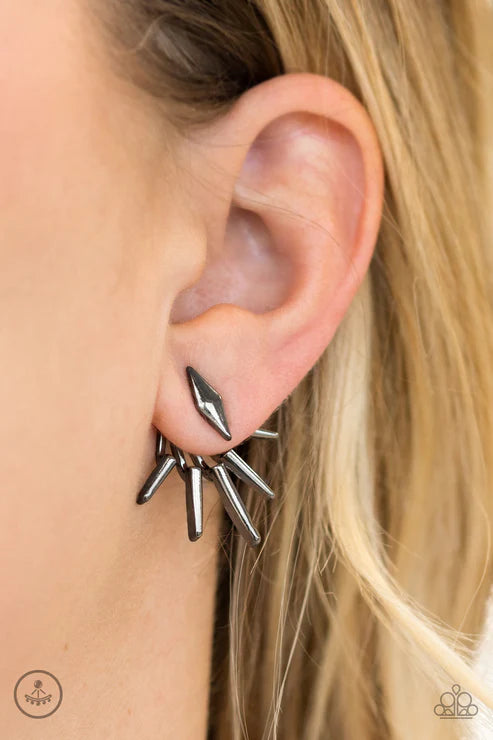 Extra Electric - Black Diamond "Jacket" Double-Sided Peek out Earrings E#4515