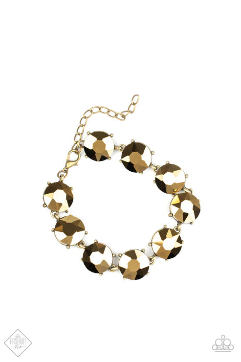 Fabulously Flashy - Oversized Brass Aurum Nestled Bracelet B#6618