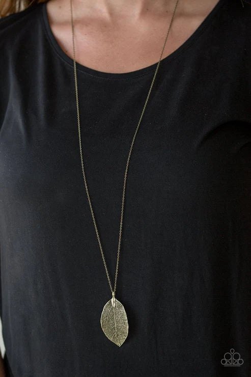 Fall Foliage - Brass Shimmer 3D Leaf Necklace N#6149