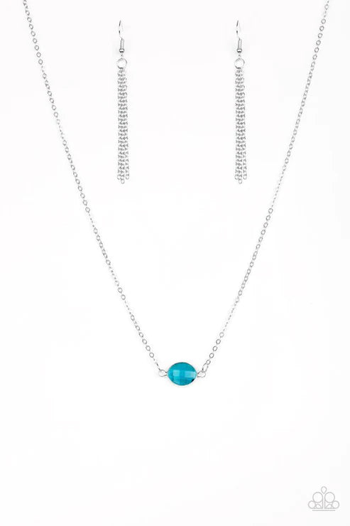 Fashionably Fantabulous - Blue Regal Marquise Cut Glassy Gem Stationary Pendant Necklace N#3144