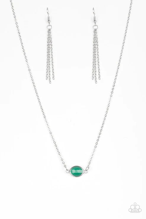 Fashionably Fantabulous - Green Regal Marquise Cut Glassy Gem Stationary Pendant Necklace N#3569