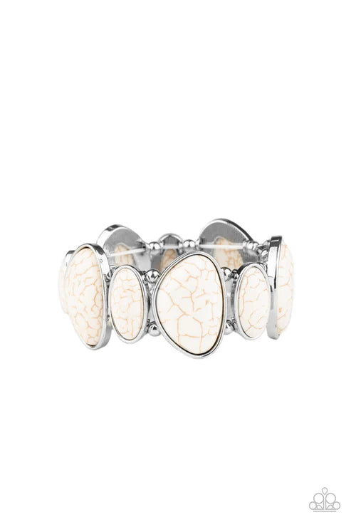 2-Piece Oversized White Imperfect Asymmetrical Hammered Stone Set SET#4478