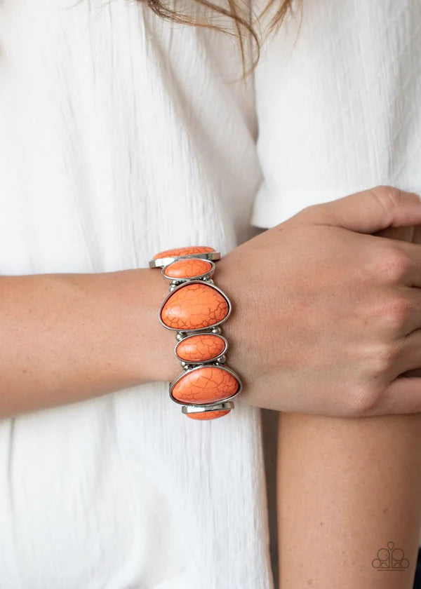 2-Piece Oversized Robust Orange Imperfect Asymmetrical Hammered Stone Set SET#6954