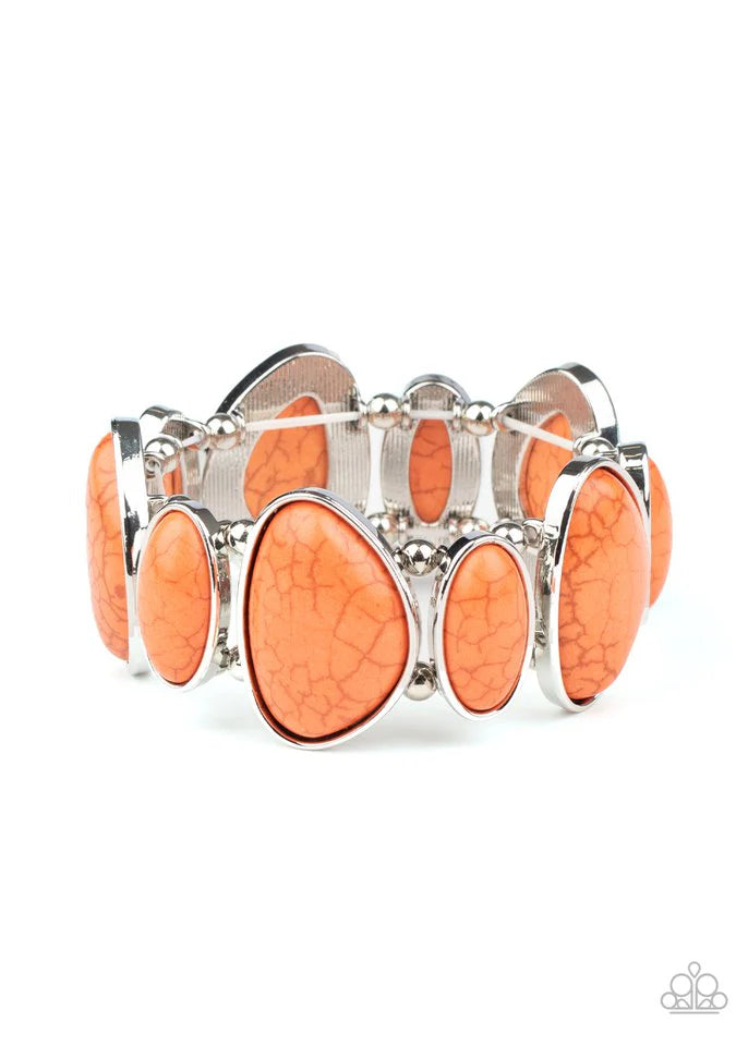 2-Piece Oversized Robust Orange Imperfect Asymmetrical Hammered Stone Set SET#6954