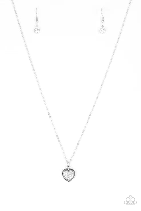 Fierce Flirt - White 3D Heart Encrusted Necklace N#3714