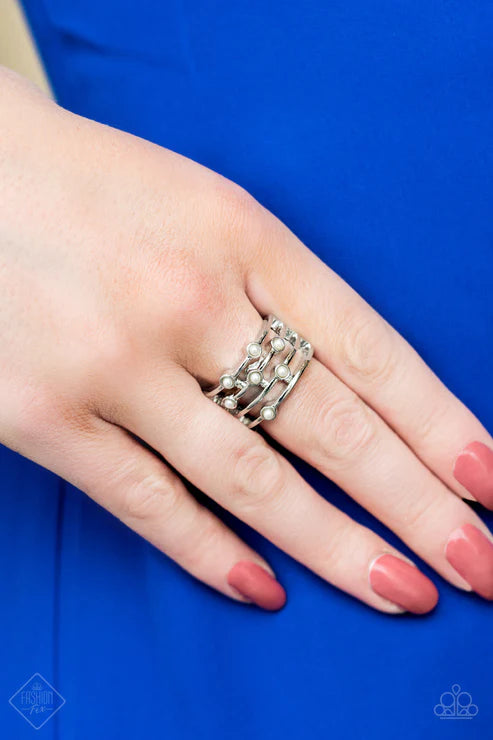 Make Way For Broadway - White Pearl Haphazard Scattered Ring R#3154