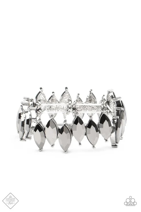 2-Piece Oversized Silver Explosion Erupts Smoky Marquise-cut Hematite Encrusted Teardrop Set SET#7269