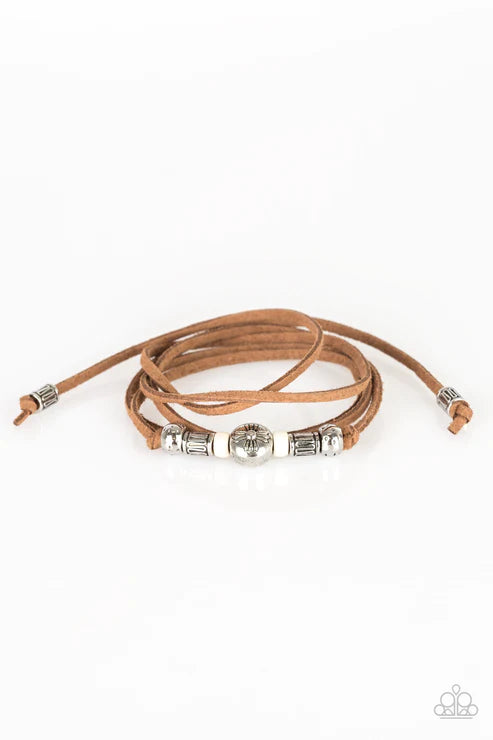 Find Your Way - White Knotted Tie Suede Urban Bracelet B#4792